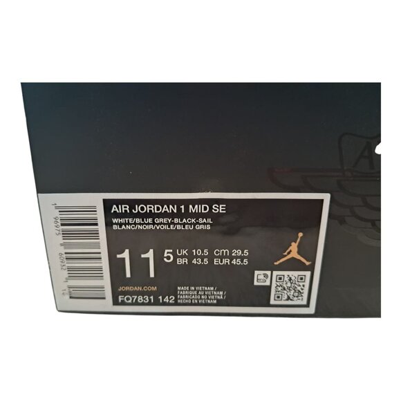 New Jordan Nike Air 1 Mid SE Men's Shoes White/Light Blue/Brown - Size : 11.5 US - Picture 2 of 15